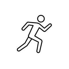 Fototapeta premium Running icon in black outline on a clean white background for fitness and sports concept
