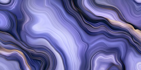 Obraz premium Abstract Fluid Art Background. Delicate Blue Flowing Waves, Digital Ink Painting With Gold Accents