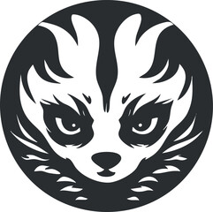 Stylized black and white panda face illustration in a circular shape, perfect for logos or icons