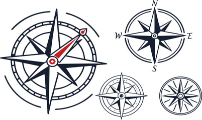 Obraz premium compass on black background