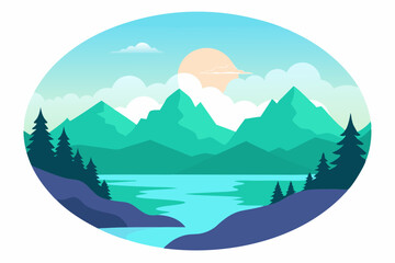 mountain landscape with lake