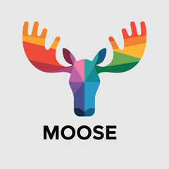 Fototapeta premium Colorful geometric moose head logo design