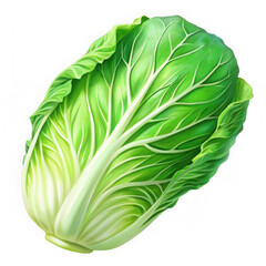 Bright green leaf of Napa cabbage with smooth large leaves and crisp clean appearance in clipart style

