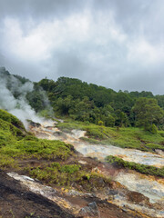 Danau Linow with multiple hydrothermal vents all around, Tomohon, Northern Sulawesi