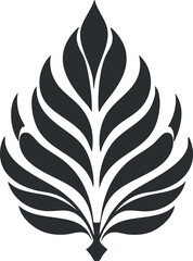 Abstract black and white stylized leaf design vector with organic and natural ornamental pattern