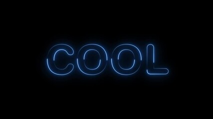 Glowing neon lines COOL text animation on black background. COOL neon sign animation with seamless loop with vibrant neon glow effect