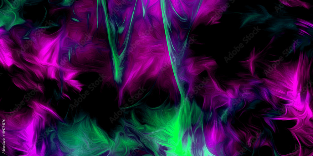 Poster neon fractal art layered patterns with striking effects design background. abstract blue and red fir