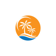 palm tree summer logo and vector template