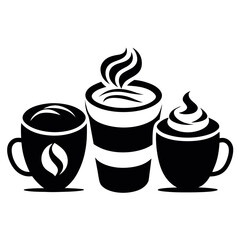 coffee cup icon vector silhouette icon on white background