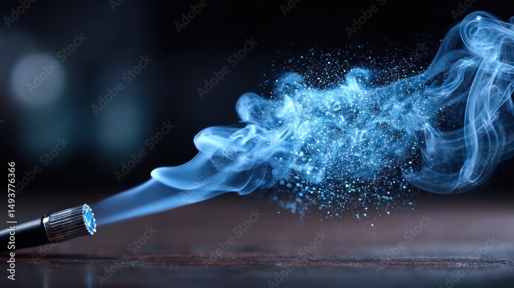 Aufkleber blue smoke swirls and sparkles as it is released from a nozzle, creating an enchanting visual effect