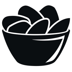 vector illustration of a bowl of fruit  silhouette icon vector on white background