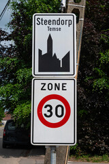 Sign of the village of Steendorp, part of Temse, East Flanders, Belgium