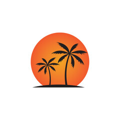 palm tree summer logo and vector template