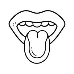 tongue ring line art vector- llustration