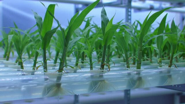 Hydroponic Corn Cultivation Innovative Farming Method Modern Agriculture Concept