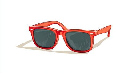 Cartoonstyle red sunglasses Vector illustration of fashionable beach eyewear with retro style