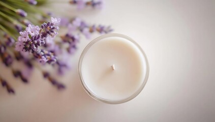 Lavender Candle with White Background.