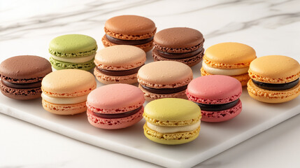 Delicious Assortment of Colorful Macarons on a Marble Surface