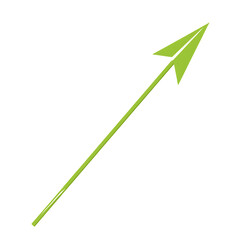 Minimalistic Arrow with Clean Contours in Lime Green Isolated on Transparent Background