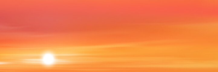 Sunset Sky Background,Autumn Orange Sunrise and Sun over Sea Beach,Vector Beautiful Winter Nature Golden Hour in Yellow,Pink,Blue Sky Before Sundown in Summer,Cartoon Spring Landscape with sunlight