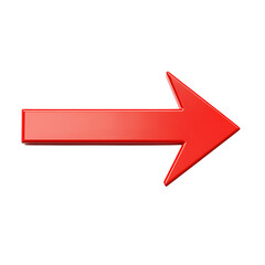 Modern Arrow with Defined Edges in Bold Red Colour Isolated on Transparent Background