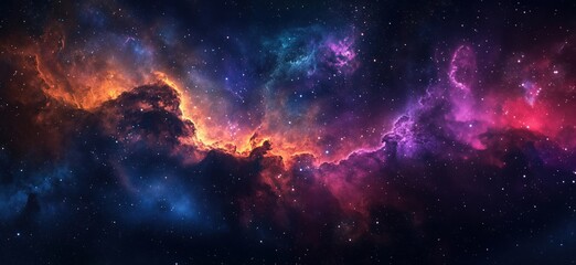 Naklejka premium Stunning cosmic nebula with vibrant colors and starry background in deep space