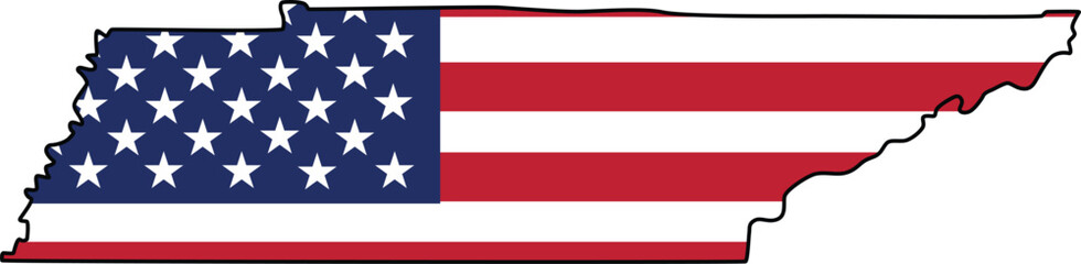 Obraz premium Map of Tennessee State Design with USA Flag