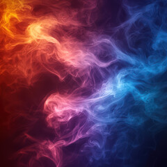 Obraz premium Colorful swirls of smoke blend in vibrant hues of orange, pink, and blue against a dark background