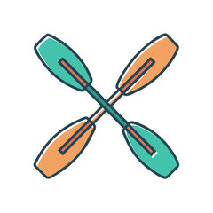 Crossed paddles in colorful flat design for water sports  