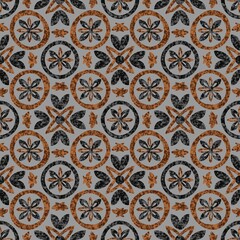 Abstract seamless pattern, geometric elements, brown and black colors