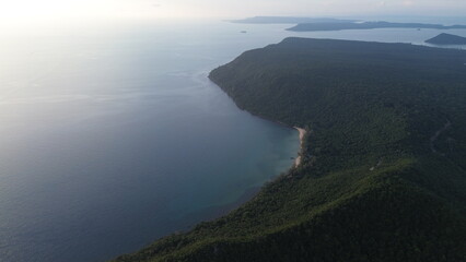 Aerial View of Lonely Beach on Koh Rong Sanloem, Cambodia..