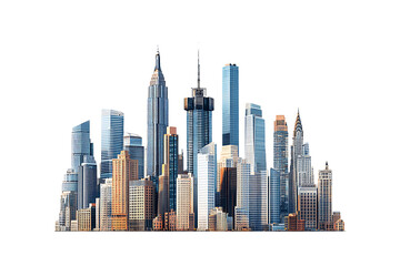 Fototapeta premium Modern city skyline isolated on transparent background 