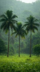 Fototapeta premium Lush tropical valley with palm trees