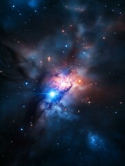 Beautiful night sky filled with stars and galaxies. the background is a deep blue color with a multitude of small white dots scattered throughout.