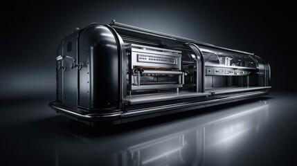 Obraz premium A sleek black machinery showcasing advanced engineering and design.