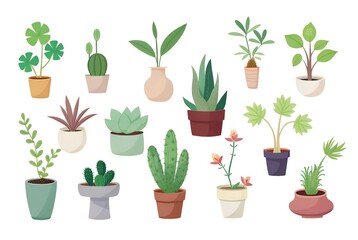 set of plants in pots