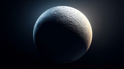 A stunning close-up view of a crescent moon illuminated by soft light.