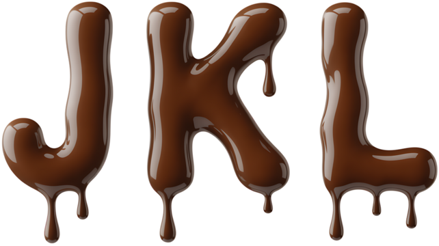 Chocolate Letters J K L – Isolated Dripping Alphabet Font PNG