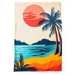 Retro Beach Towel with Giant Vibrant Retro Graphics Isolated on Transparent Background