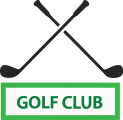 Simple Black and White Golf Logo Design with Golf Clubs and Text
