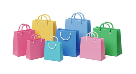 Vibrant shopping bags galore colorful retail therapy modern store bright design sale purchase