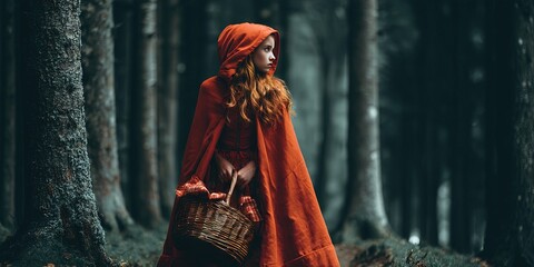 woman dressed as little red riding hood 