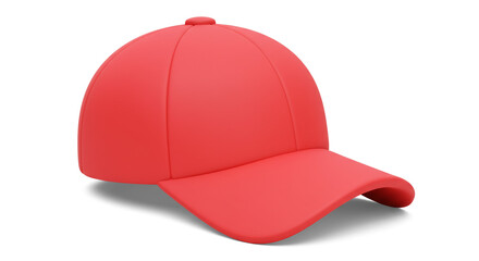 Red Cap Isolated Baseball Style Hat Headwear Sportswear Fashion Accessory Design 3D Render Clothing