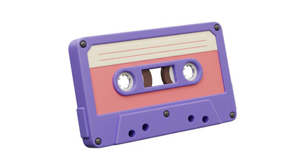 Fototapeta premium Retro Cassette Tape Illustration 80s 90s Nostalgia Music Audio Media Recording Purple Pink Pop