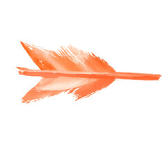 Artistic Arrow with Vivid Brush Strokes in Apricot Isolated on Transparent Background