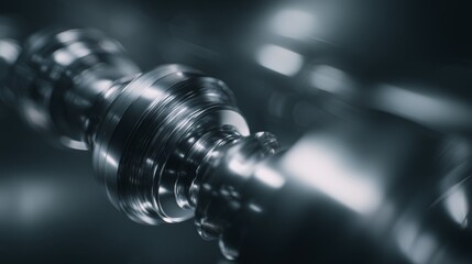 Close-up of a metallic component showcasing intricate industrial design and craftsmanship.