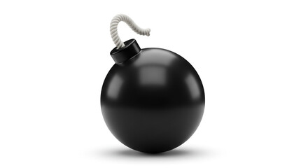 Classic Round Bomb with Fuse Ignited Cartoon Black Bomb Object Retro Detonator Explosive Clipart