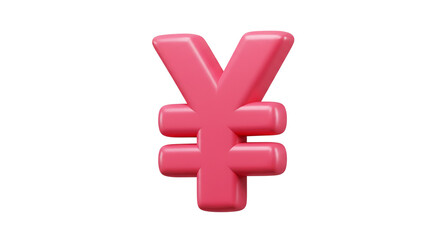 Obraz premium Pink Yen Symbol Graphic on White Background Currency Finance Economy Design Japan 3D Render