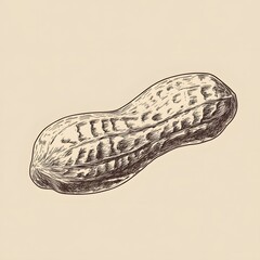 Detailed Hand-Drawn Peanut Sketch on Beige Background for Nutritional Content Illustrations