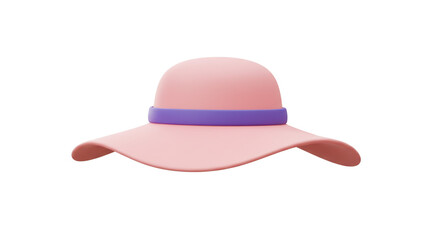 Fototapeta premium Pink Summer Hat Beauty Stylish Vacation Travel Glamour Sun Protection Fashionable Beach Headwear 3D